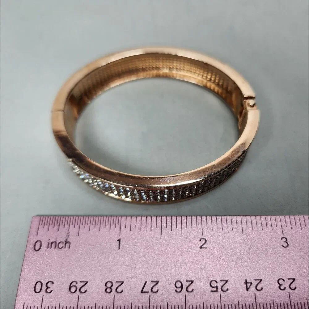 Rose Gold Tone Pave Rhinestone Clamper Bracelet ½
